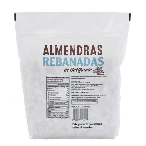Almendras Rebanadas De California 908g Kirkland 