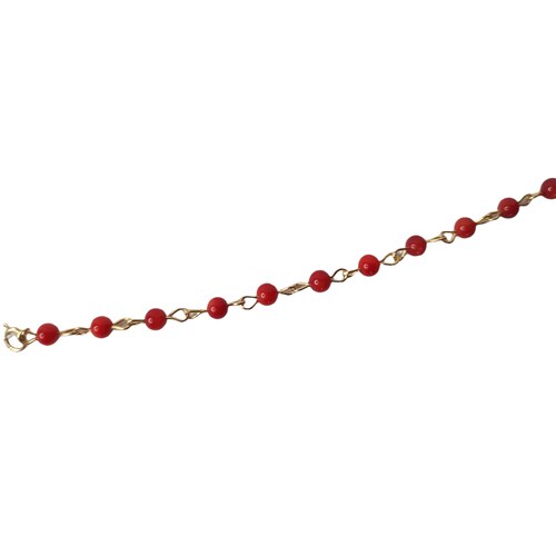 Pulsera Coral Para Niña Elaborada En Oro De 14 K + Obsequio