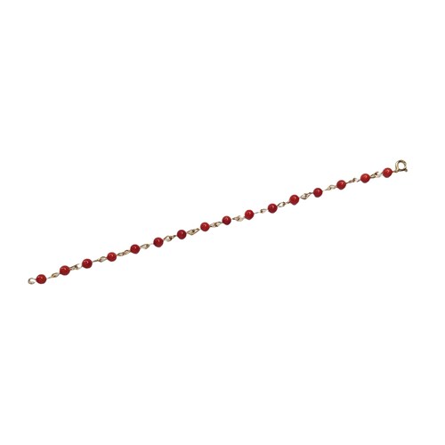 Pulsera Coral Para Niña Elaborada En Oro De 14 K + Obsequio