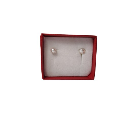 Broquel Perlas Boton 5.5 Mm Elaborado En Oro De 14 K + Obsequio