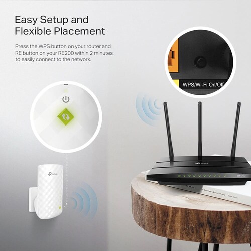 Repetidor Wi-Fi TP-Link RE200, Access Point, AC750, Doble Banda, Blanco.