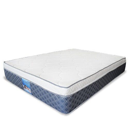 Colchon Queen Size De Resortes Bio Mattress Resortes Superlastick Mystery Azul Con Pillow Top