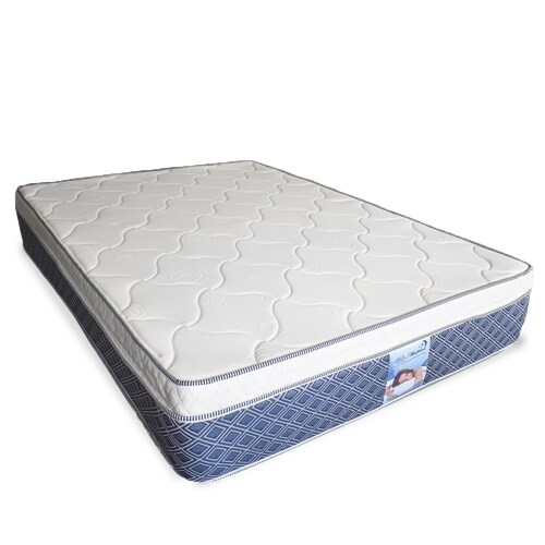 Colchon Queen Size De Resortes Bio Mattress Resortes Superlastick Mystery Azul Con Pillow Top