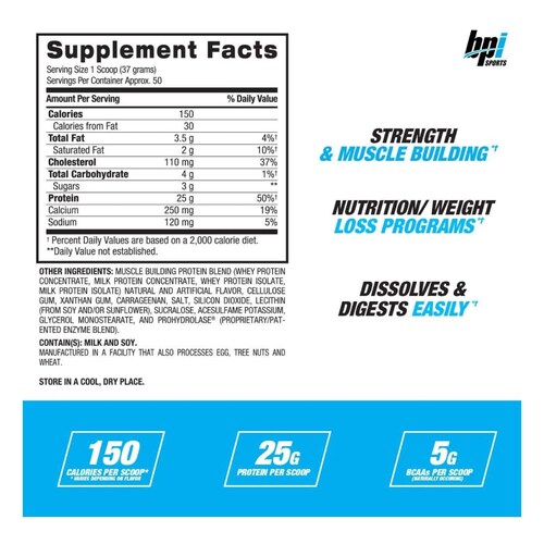 Proteina BPI Sports Whey HD 4.2lbs Galleta de Chocolate