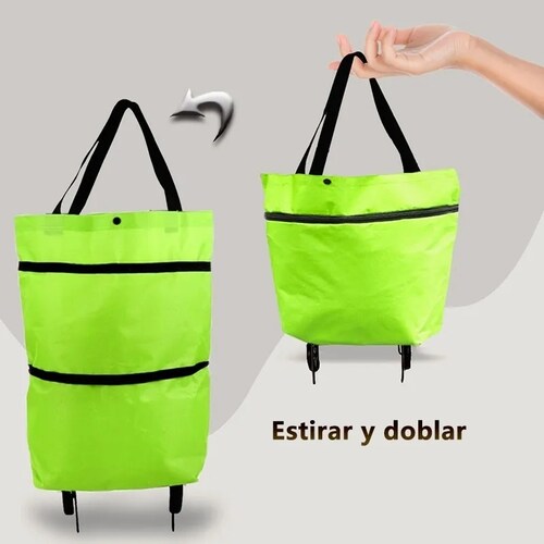 Bolso Con Ruedas Plegable Oxford Para Compras Carro Portatil Verde