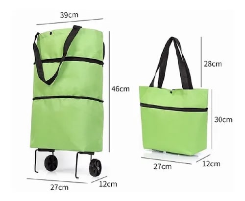 Bolso Con Ruedas Plegable Oxford Para Compras Carro Portatil Verde