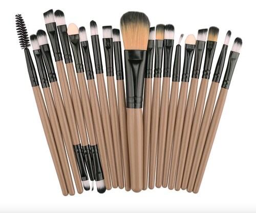 Set de Brochas Pinceles De Maquillaje Para Ojos 20 Piezas 15 Cm Beige.
