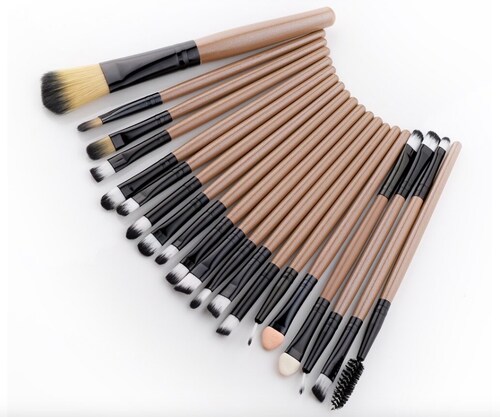 Set de Brochas Pinceles De Maquillaje Para Ojos 20 Piezas 15 Cm Beige.