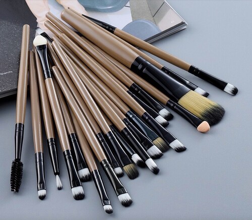 Set de Brochas Pinceles De Maquillaje Para Ojos 20 Piezas 15 Cm Beige.