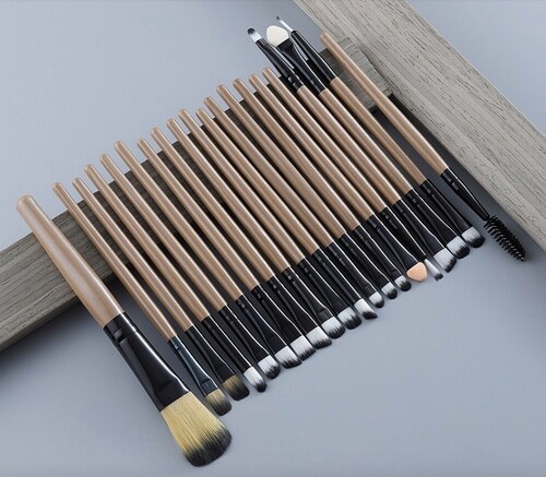 Set de Brochas Pinceles De Maquillaje Para Ojos 20 Piezas 15 Cm Beige.