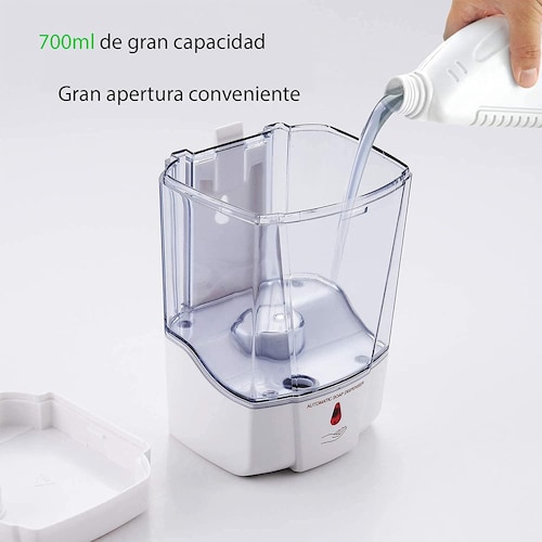 Dispensador de Jabón Automático de 700ml sin Contacto eléctrico Dispensador de gel antibacterial y Despachador de Jabón con Sensor de Movimiento Infrarrojo