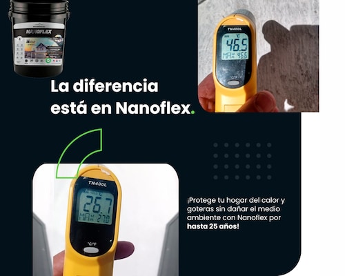 1009 NFX NANOFLEX. Impermeabilizante y Escudo Térmico UV, Orgánico, base Nanotecnologia, 25 Años de Garantía,19 Lts