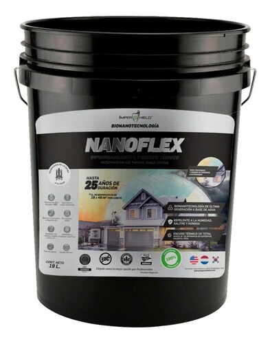 1009 NFX NANOFLEX. Impermeabilizante y Escudo Térmico UV, Orgánico, base Nanotecnologia, 25 Años de Garantía,19 Lts