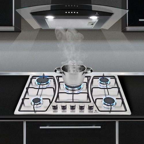 Parrilla de gas empotrable de 76cm con 5 quemadores SUPRA ZEGNA de acero inoxidable