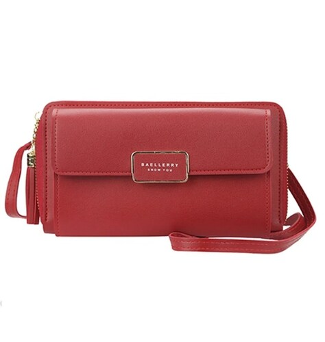 Bolso Cartera Para Mujer Con Bolsillo Separador Color Rojo
