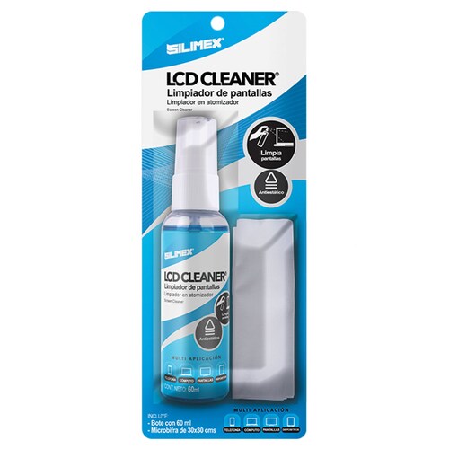 Kit para Limpieza de Pantallas, Silimex LCD Cleaner de 60 ML con Microfibra, caja con 12 piezas.