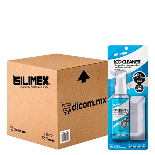 Kit para Limpieza de Pantallas, Silimex LCD Cleaner de 60 ML con Microfibra, caja con 12 piezas.