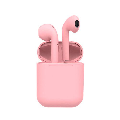 Audifonos Bluetooth Inalambrico i12 Android Mas Funda Case Protector Para Audifonos Color Rosa