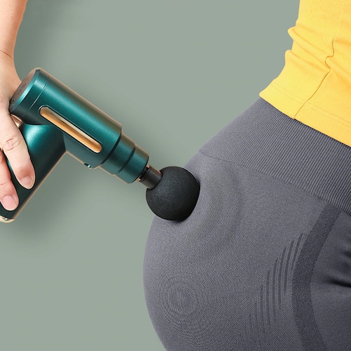 Mini Masajeador muscular led, máquina de masaje automática con 6 velocidades de percusión silenciosa pistola de masaje para el alivio de tejido profundo y relajación muscular Plateado.