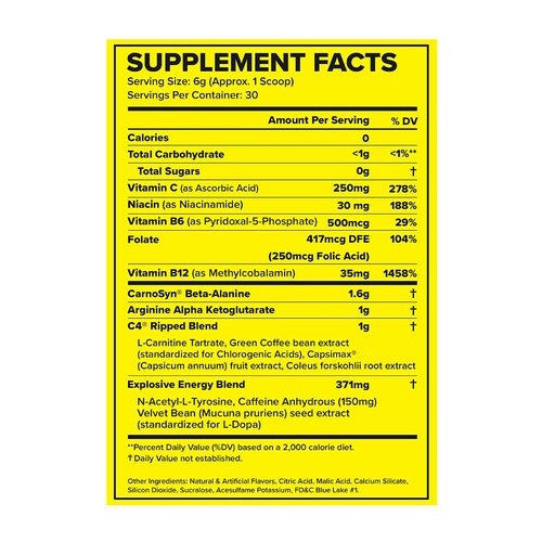 Pre-Entreno Cellucor C4 Ripped 183g 30 Serv. - Limonada de Cereza.