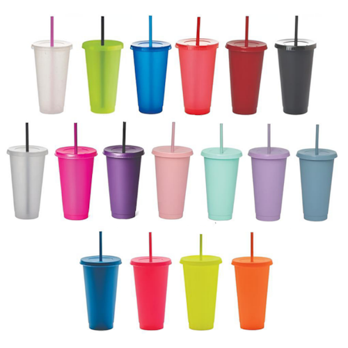 Vaso con tapa y popote Colors - Comprar en Vasos Pop