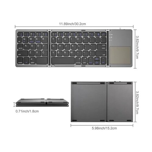Teclado Inalámbrico Bluetooth Recargable Y Plegable