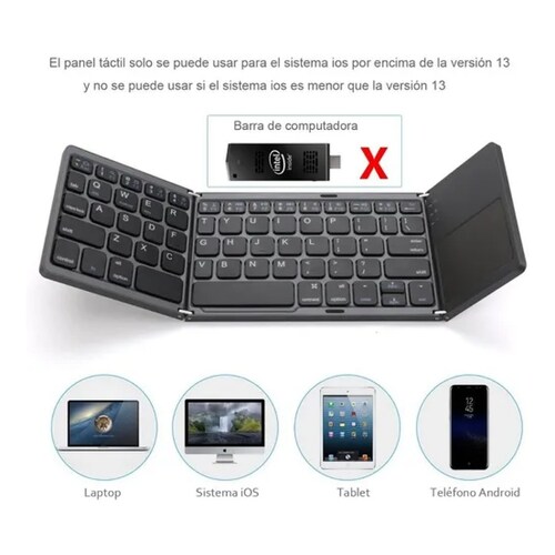Teclado Inalámbrico Bluetooth Recargable Y Plegable
