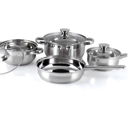 Batería 7pzs Set Cacerolas Y Sarten Acero Inoxidable Begônia