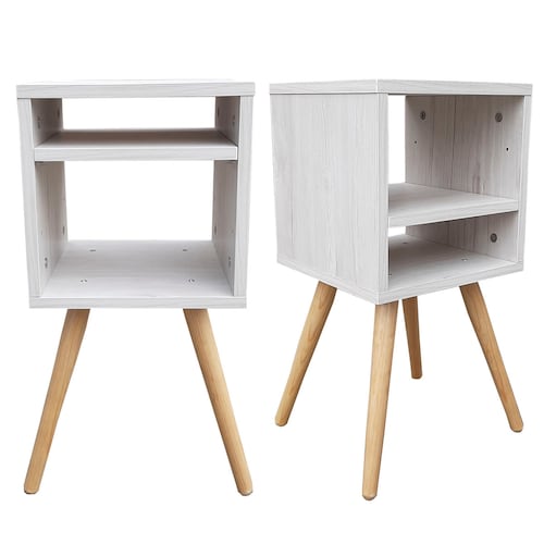 Juego De Burós Smart Hogare, Mesa De Noche  Practico y Moderno Blanco Nordico