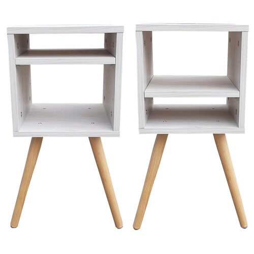 Juego De Burós Smart Hogare, Mesa De Noche  Practico y Moderno Blanco Nordico
