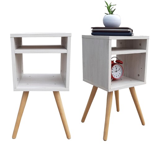 Juego De Burós Smart Hogare, Mesa De Noche  Practico y Moderno Blanco Nordico