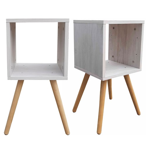 Juego De Burós Smart Hogare, Mesa De Noche  Practico y Moderno Blanco Nordico