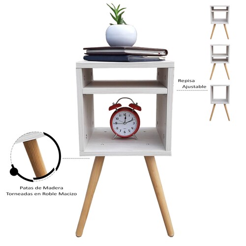 Juego De Burós Smart Hogare, Mesa De Noche  Practico y Moderno Blanco Nordico