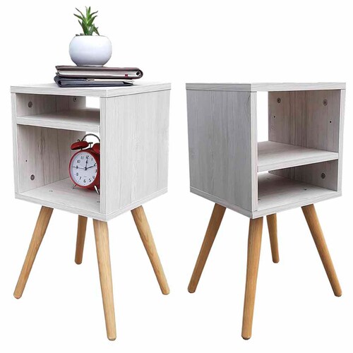 Juego De Burós Smart Hogare, Mesa De Noche  Practico y Moderno Blanco Nordico