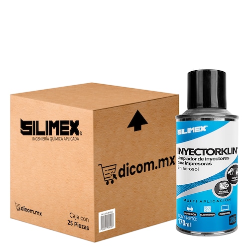 Limpiador de Inyectores de impresoras, Silimex Inyectorklin, 170 ML, caja con 25 piezas