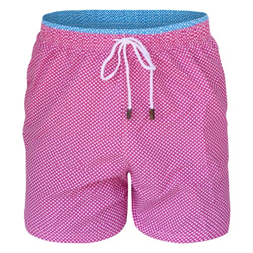 Traje de Baño Premium para Niño fondo Rosa y Puntos Blancos 