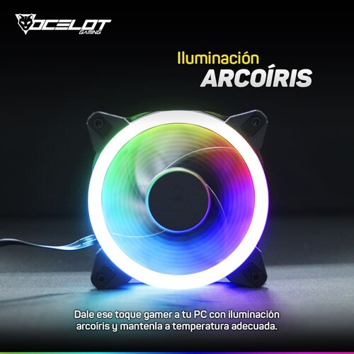 Ventilador Gamer de 120mm para Gabinete (5 piezas), RGB, conexión Molex 4 Pin, Ocelot OGF01