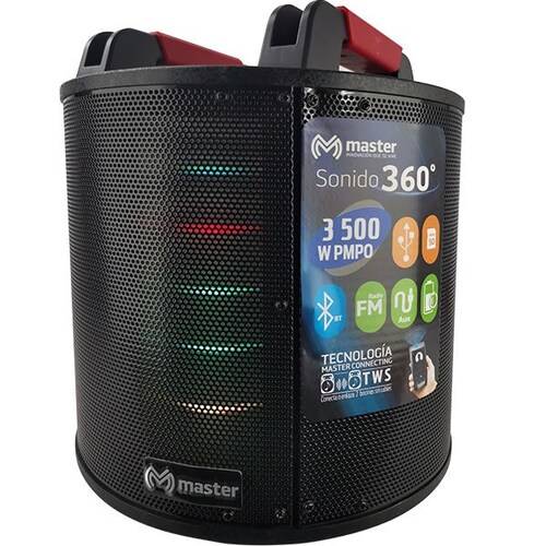 Kit de 2 Bafles Profesionales Bluetooth Sonido Envolvente 360 Grados Tecnologia TWS Sistema de Luces Integrado / Master / KIT-360SYSMALL