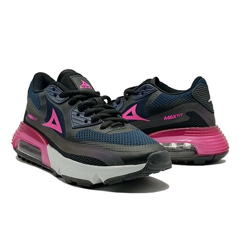 Tenis Pirma 5036 Azul Marino Rosa Tornasol Válvula Mujer Gym Ejercicio