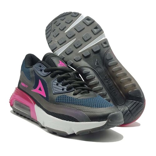 Tenis Pirma 5036 Azul Marino Rosa Tornasol Válvula Mujer Gym Ejercicio