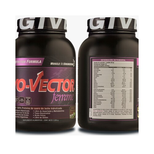 Myo Vector Femme, French vainilla, 100% Proteína de suero de leche hidrolizada, Enzimas digestivas, Colágeno hidrolizado, 80 calorías por servicio, 44 Servicios.