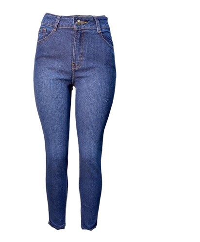 PANTALON DE DAMA BASICO AZUL JASPEADO OSCURO CON DESLAVADO