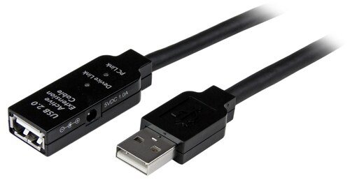 Cable USB 2.0 de Extensión Alargador Activo, USB A Macho - USB A Hembra, 15 Metros, Negro