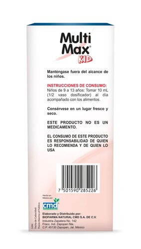 Multimax Kid, 240 ml, Jarabe Sabor Sandía, L-Lisina, Inositol, Calcio, Vitamina