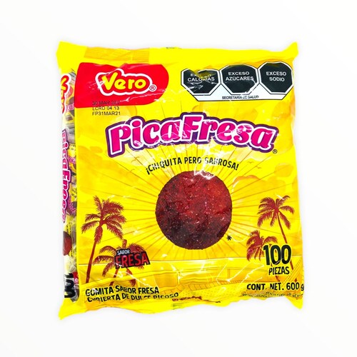 Dulce Pica Fresa Vero Picafresa 100 piezas Gomita con chile