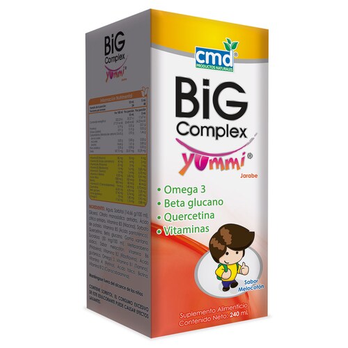Big Complex Yummi, 240 ml, Sabor Melocoton, Omega 3, Beta glucano, Quercetina
