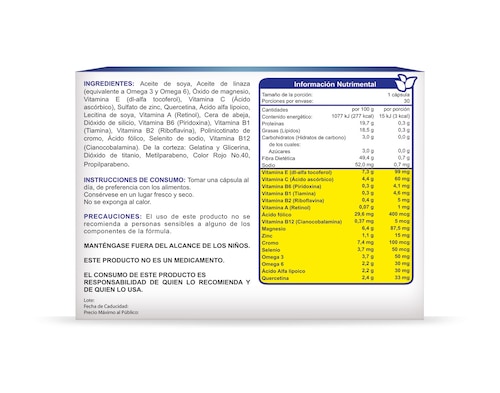 Dibenel Max, 30 Capsulas, 1.35 g c/u, Quercitina, Omega 3, 6, Minerales