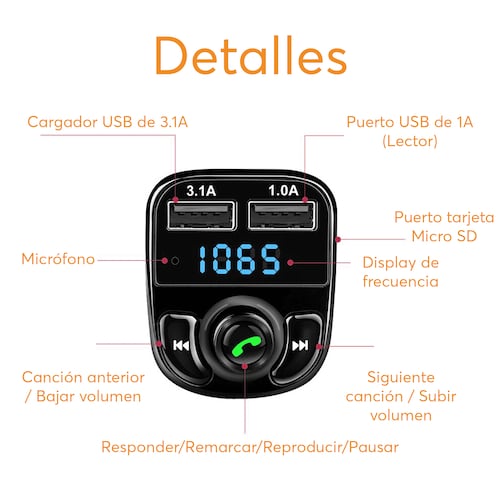 Auto Radio estilo RETRO lector USB - SD- Bluetooth