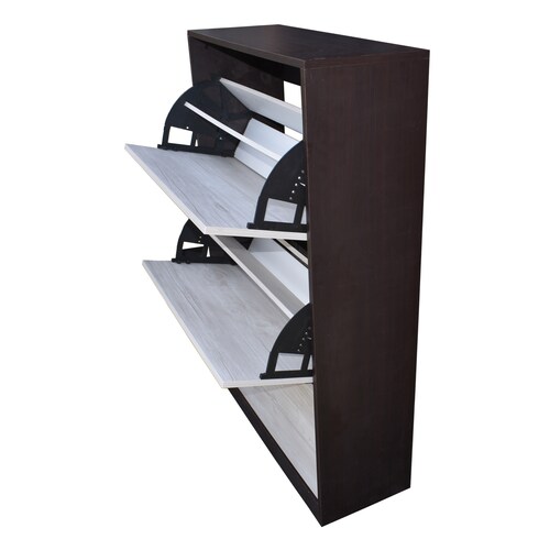 Organizador De Zapatos Hogare Mueble Zapatero Madera Venecia Funcional y Practica Chocolate Blanco
