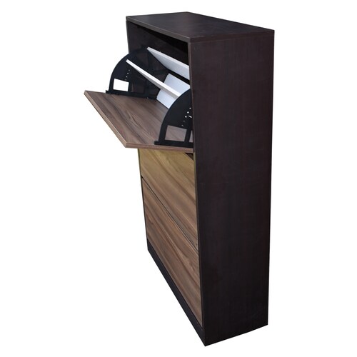 Organizador De Zapatos Hogare Mueble Zapatero Madera Venecia Elegante  y Minimalista Chocolate Parota